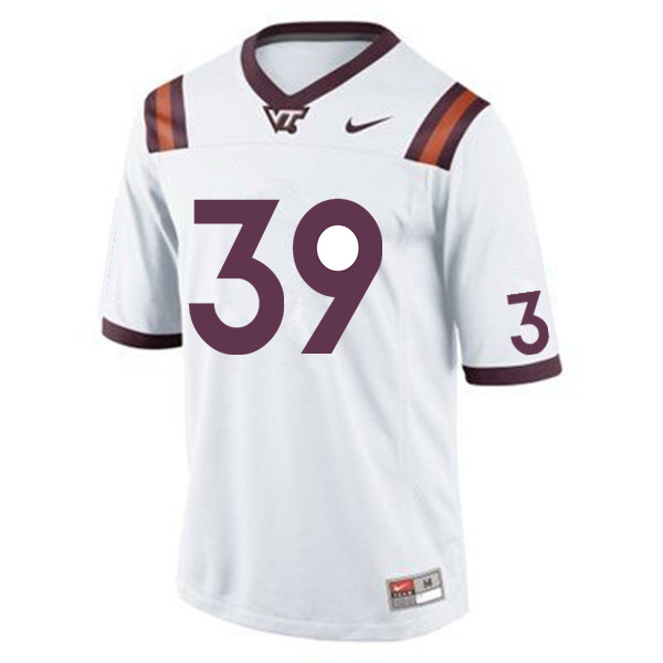 Men #39 Tahj Gary Virginia Tech Hokies College Football Jerseys Sale-White